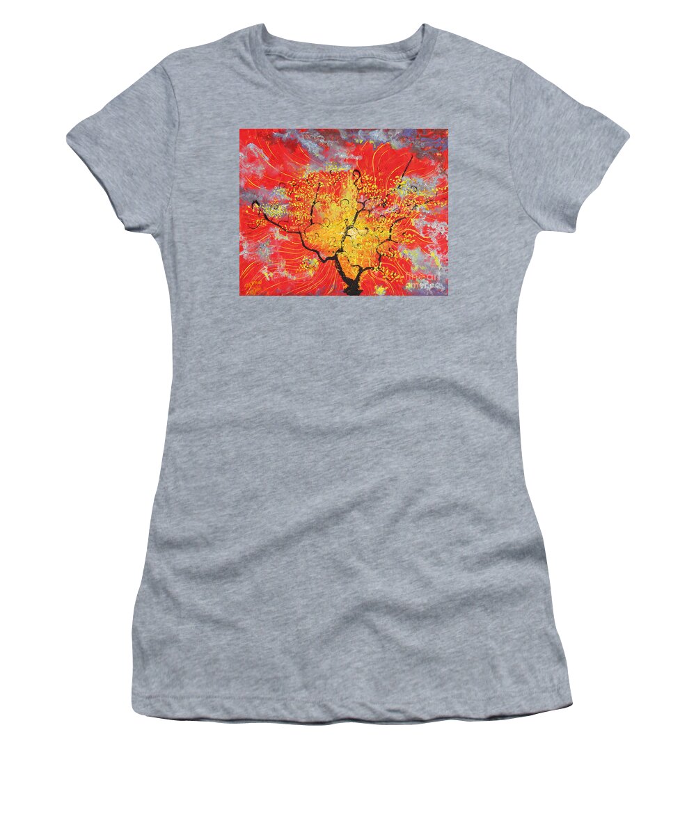 Landscape Women's T-Shirt featuring the painting Embracing The Light by Stefan Duncan