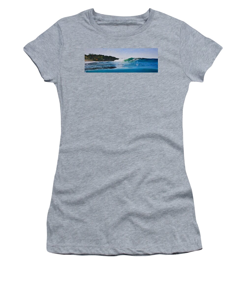 Wave Women's T-Shirt featuring the painting Emerald Wave by Nathan Ledyard