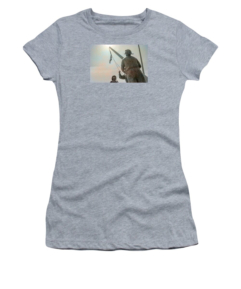 9 - 11 Women's T-Shirt featuring the photograph Emmitsburg 9 - 11 Firefighter Memorial by Susan McMenamin