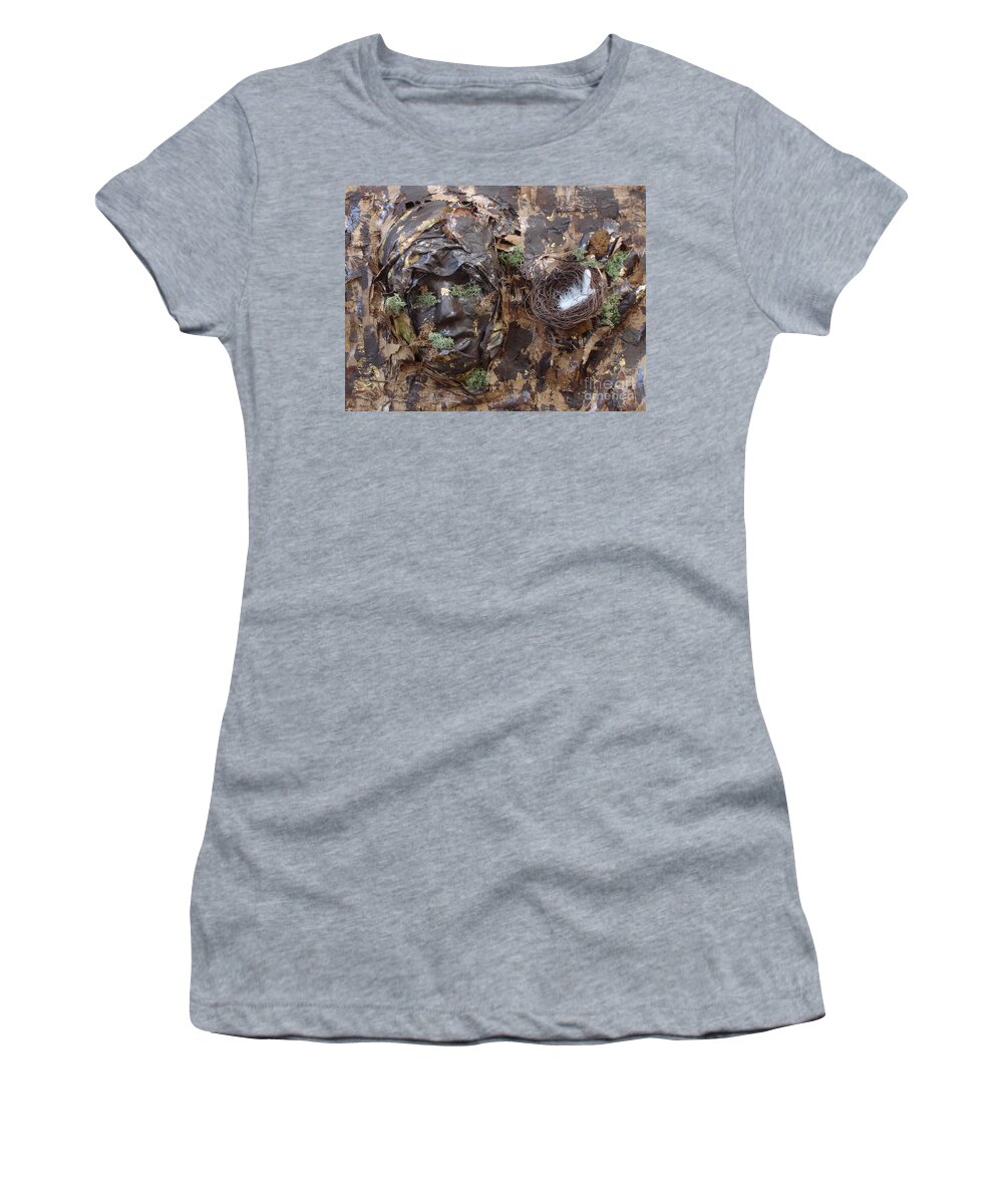 Empty Nest Women's T-Shirt featuring the mixed media Empty Nest Always Welcome by Shelley Jones