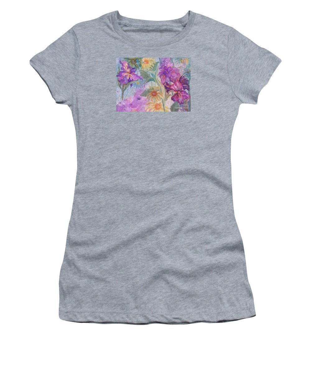 Flowers Women's T-Shirt featuring the painting Enchanted Garden by Ellen Levinson