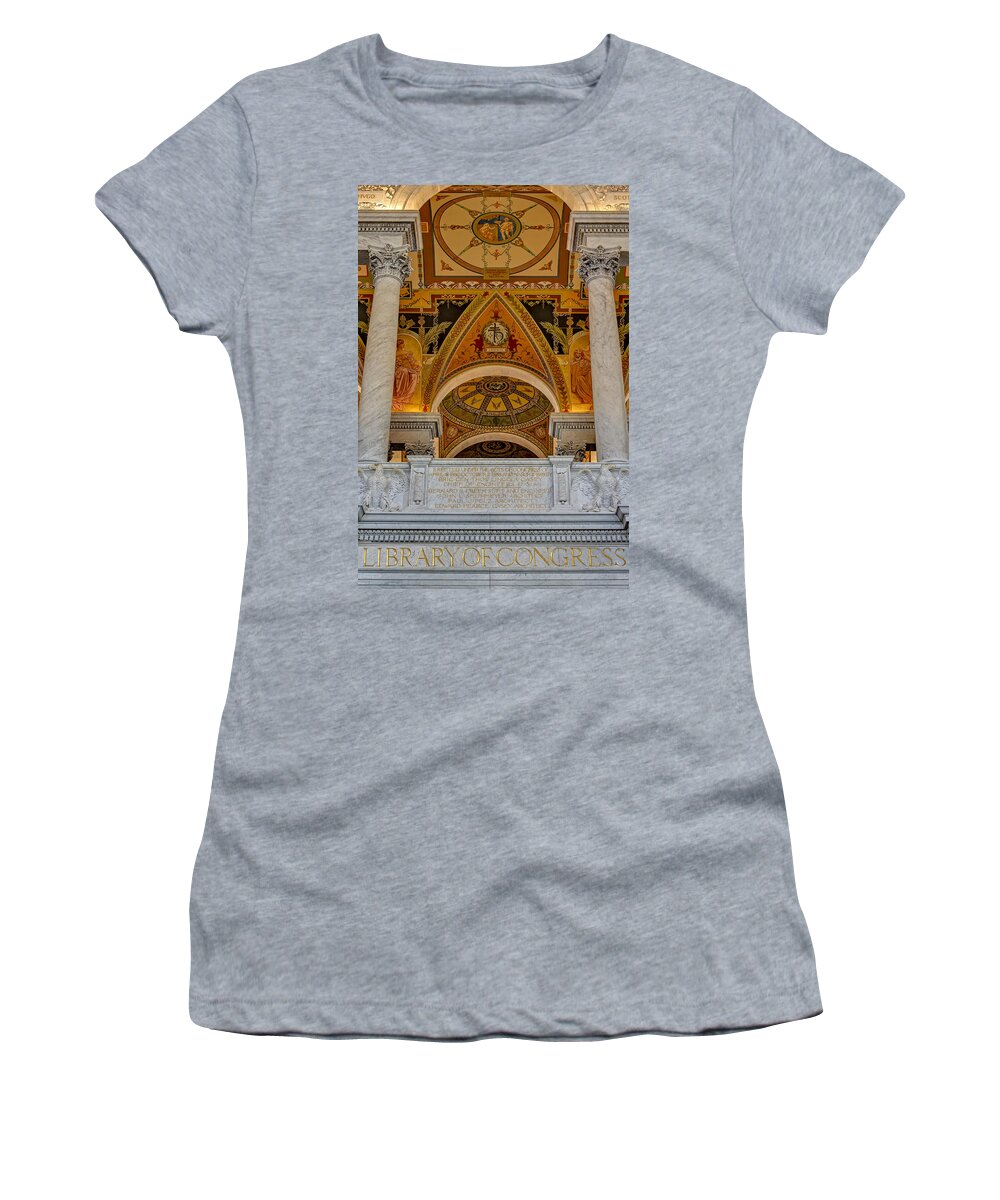 Library Of Congress Women's T-Shirt featuring the photograph Erected Under The Act Of Congress by Susan Candelario
