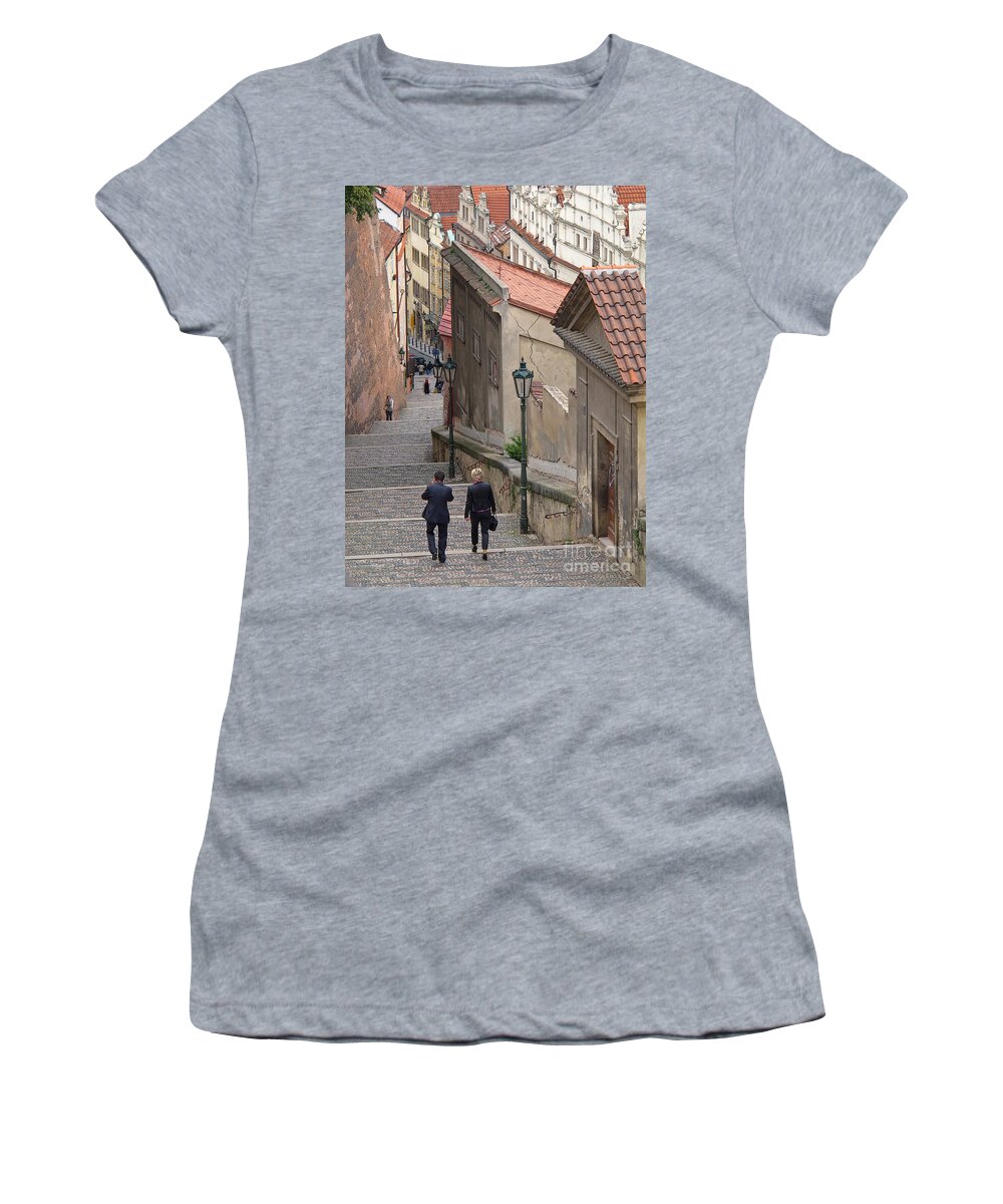 Prague Women's T-Shirt featuring the photograph Exploring Castle Hill by Ann Horn