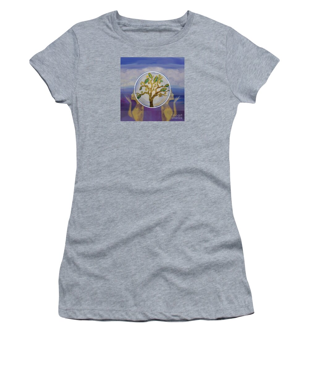 Young Tree Women's T-Shirt featuring the painting Exploring by Shelley Myers