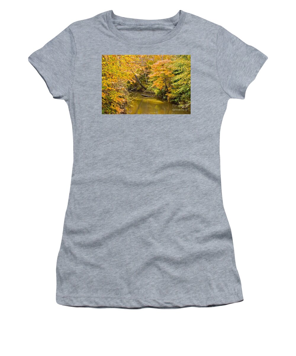 Michael Tidwell Photography Women's T-Shirt featuring the photograph Fall Creek Foliage by Michael Tidwell