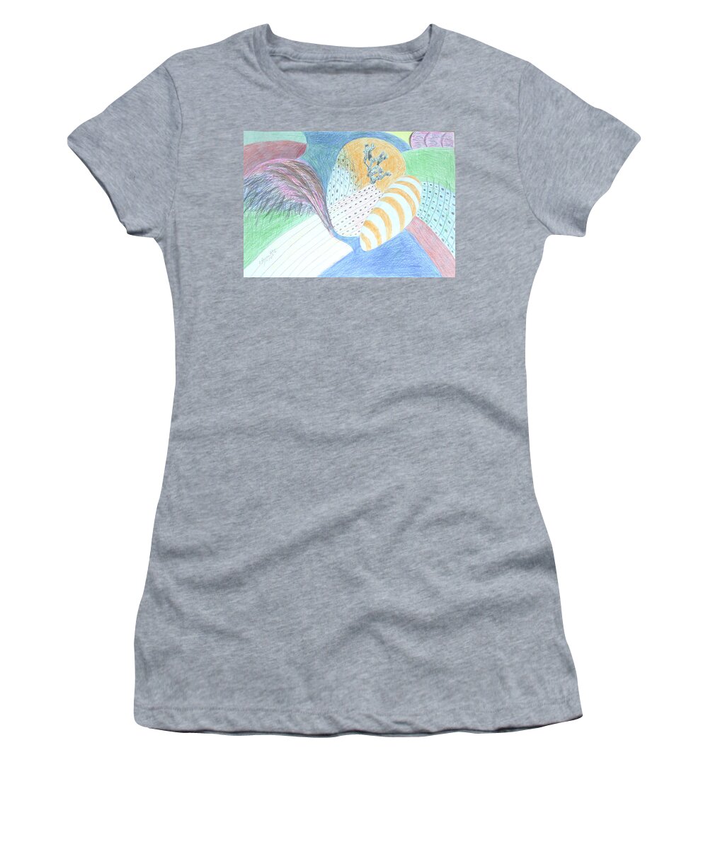 Abstract Women's T-Shirt featuring the drawing Fantasy of Egg and Cactus by Esther Newman-Cohen