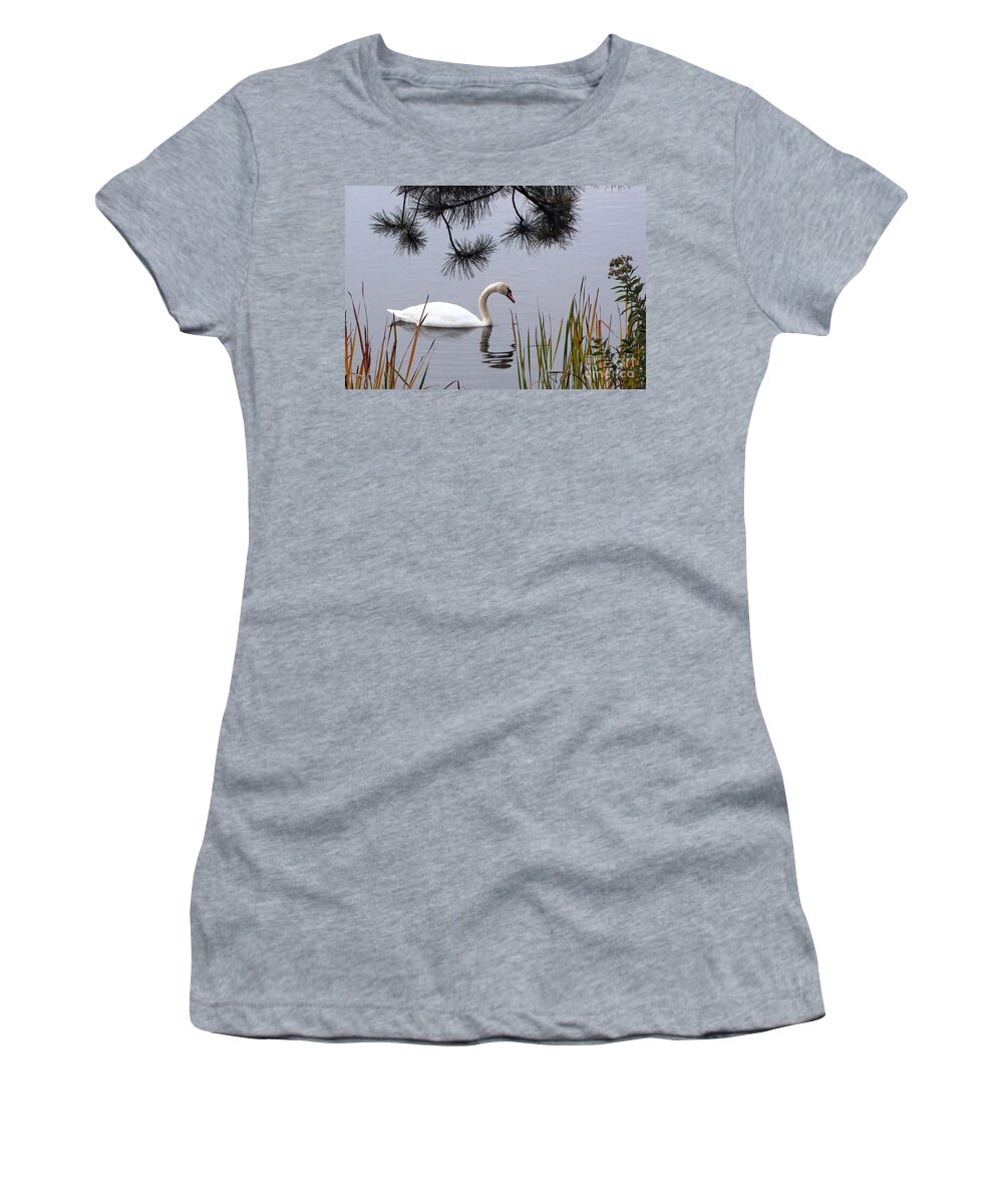 Geese Women's T-Shirt featuring the photograph Feathered Friend Along The Shoreline by Cedric Hampton