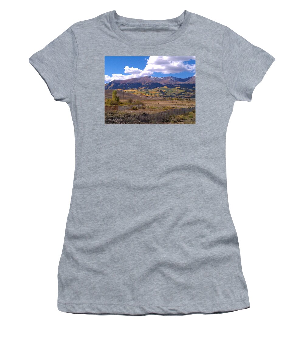 Landscape Women's T-Shirt featuring the photograph Fenced Nature by Fortunate Findings Shirley Dickerson