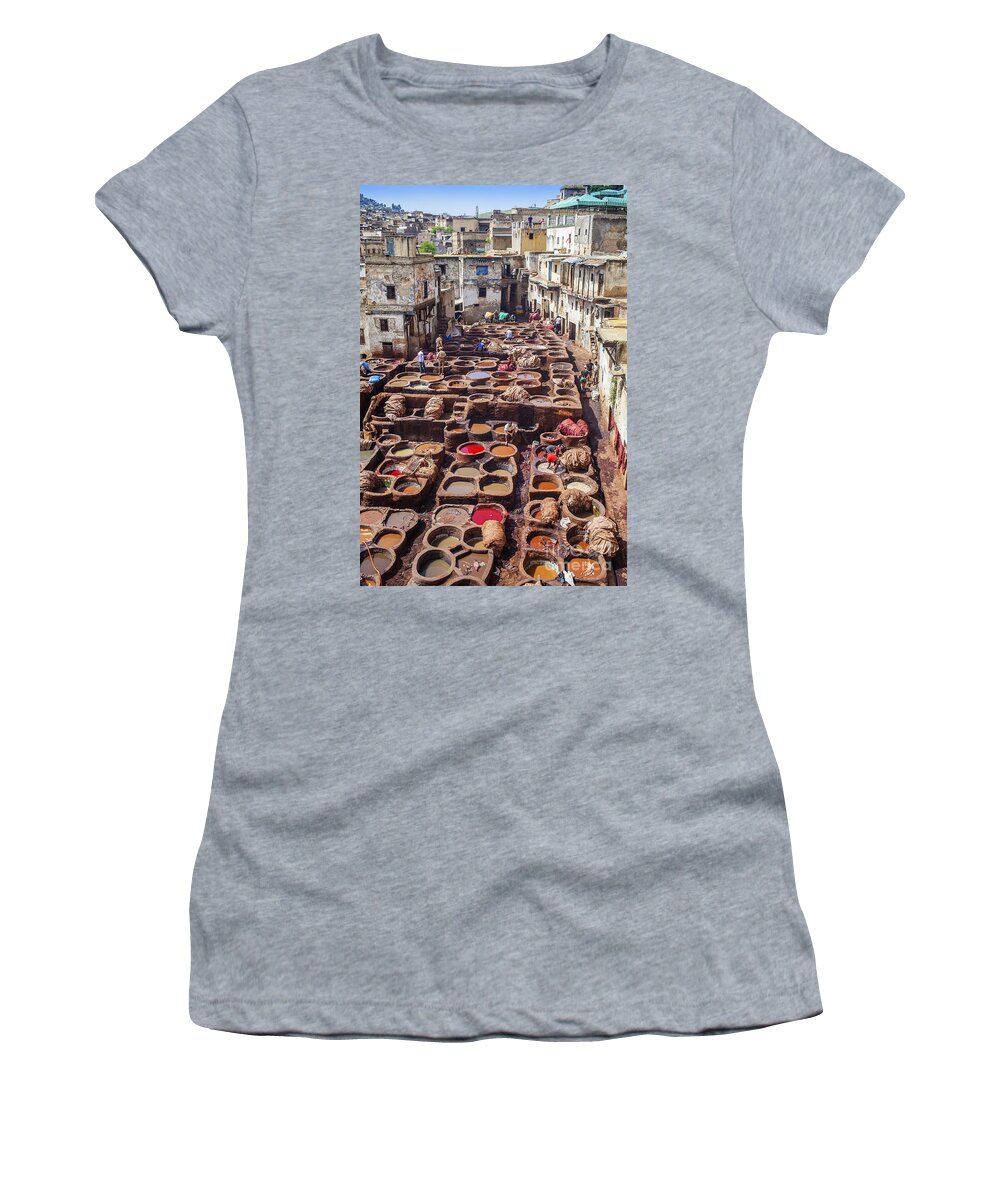 Africa Women's T-Shirt featuring the photograph Fez tannery by Patricia Hofmeester