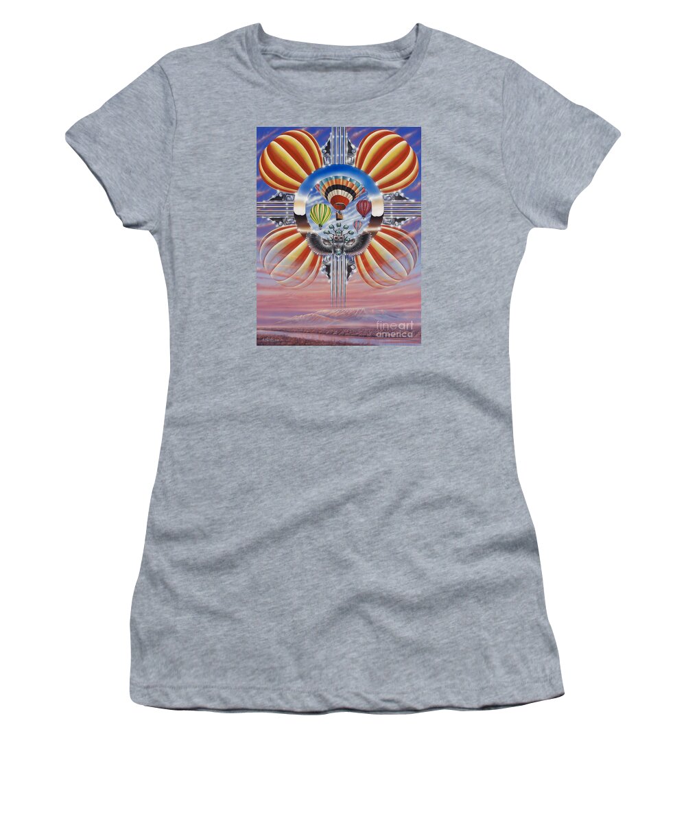 Balloons Women's T-Shirt featuring the painting Fiesta De Colores by Ricardo Chavez-Mendez