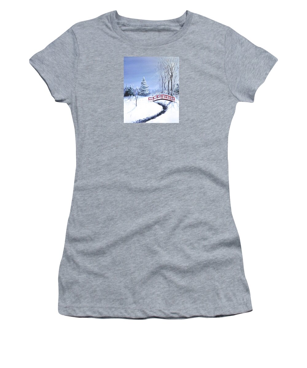 Winter Women's T-Shirt featuring the painting Fire and Ice by Mary Palmer