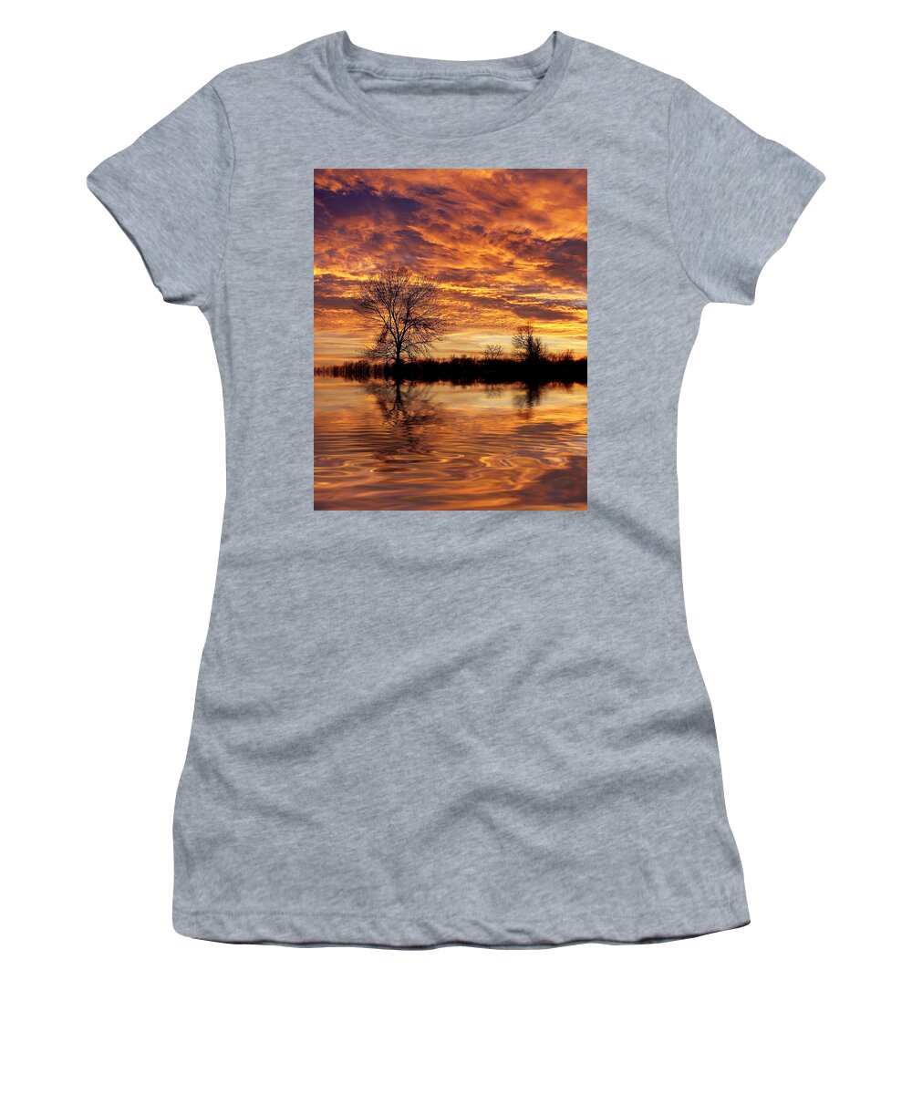 Bill Pevlor Women's T-Shirt featuring the photograph Fire Painters In the Sky by Bill Pevlor