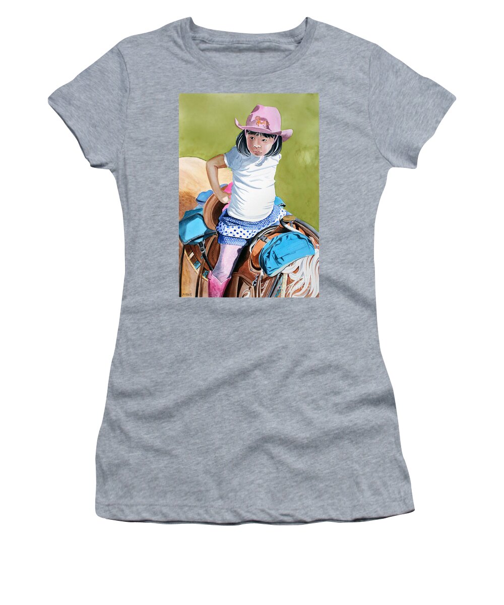 Girls Women's T-Shirt featuring the painting First Time by Debbie Hart