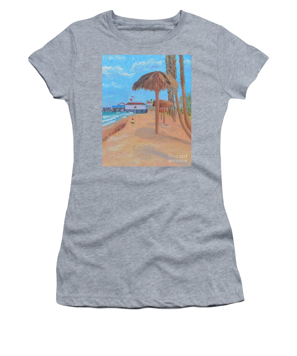 Ocean Women's T-Shirt featuring the painting Fisherman's Resturant by Mary Scott