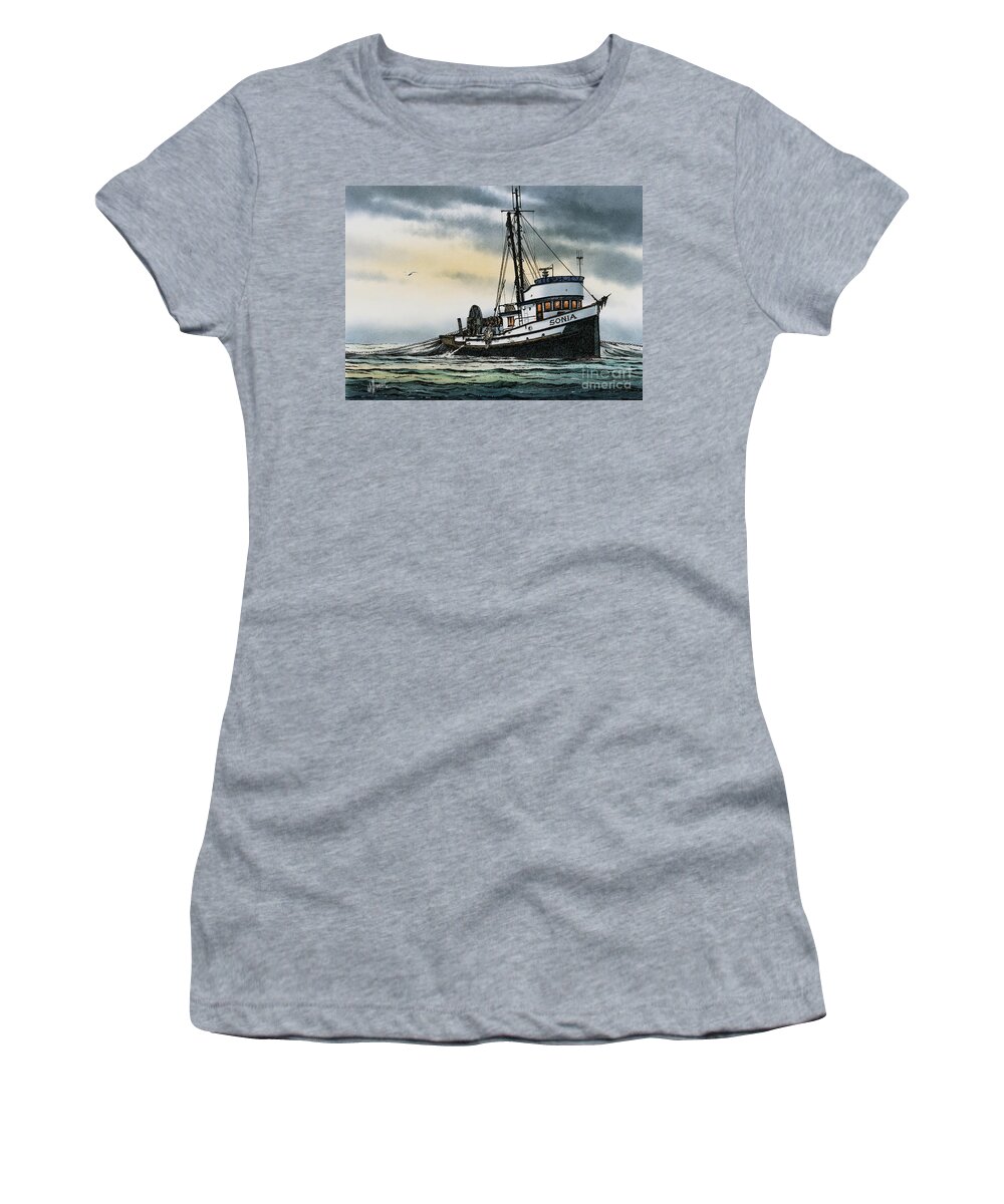 Fishing Vessel. Fishing Vessel Fine Art Print Women's T-Shirt featuring the painting Fishing Vessel SONIA by James Williamson