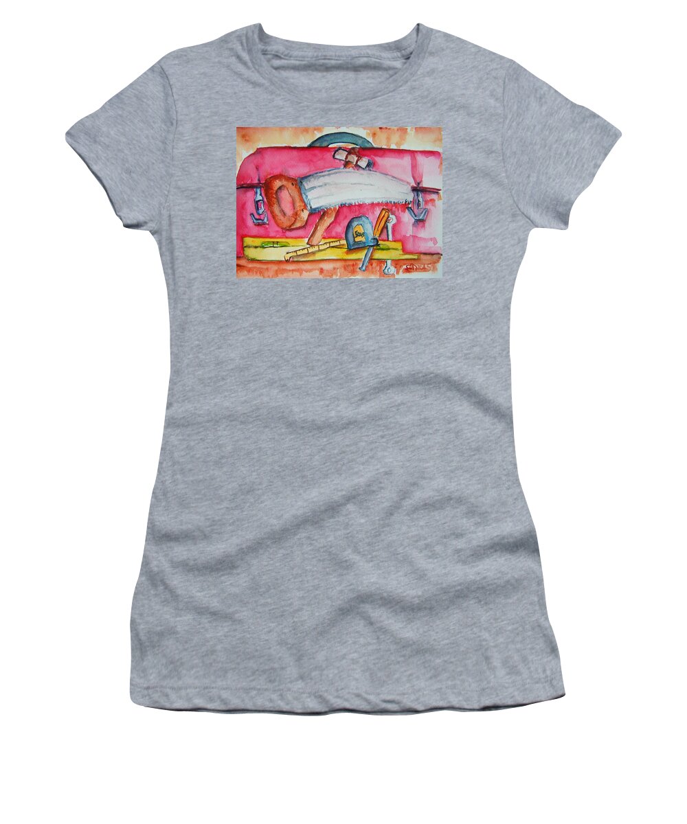 Tools Women's T-Shirt featuring the painting Fix and Finish It by Elaine Duras