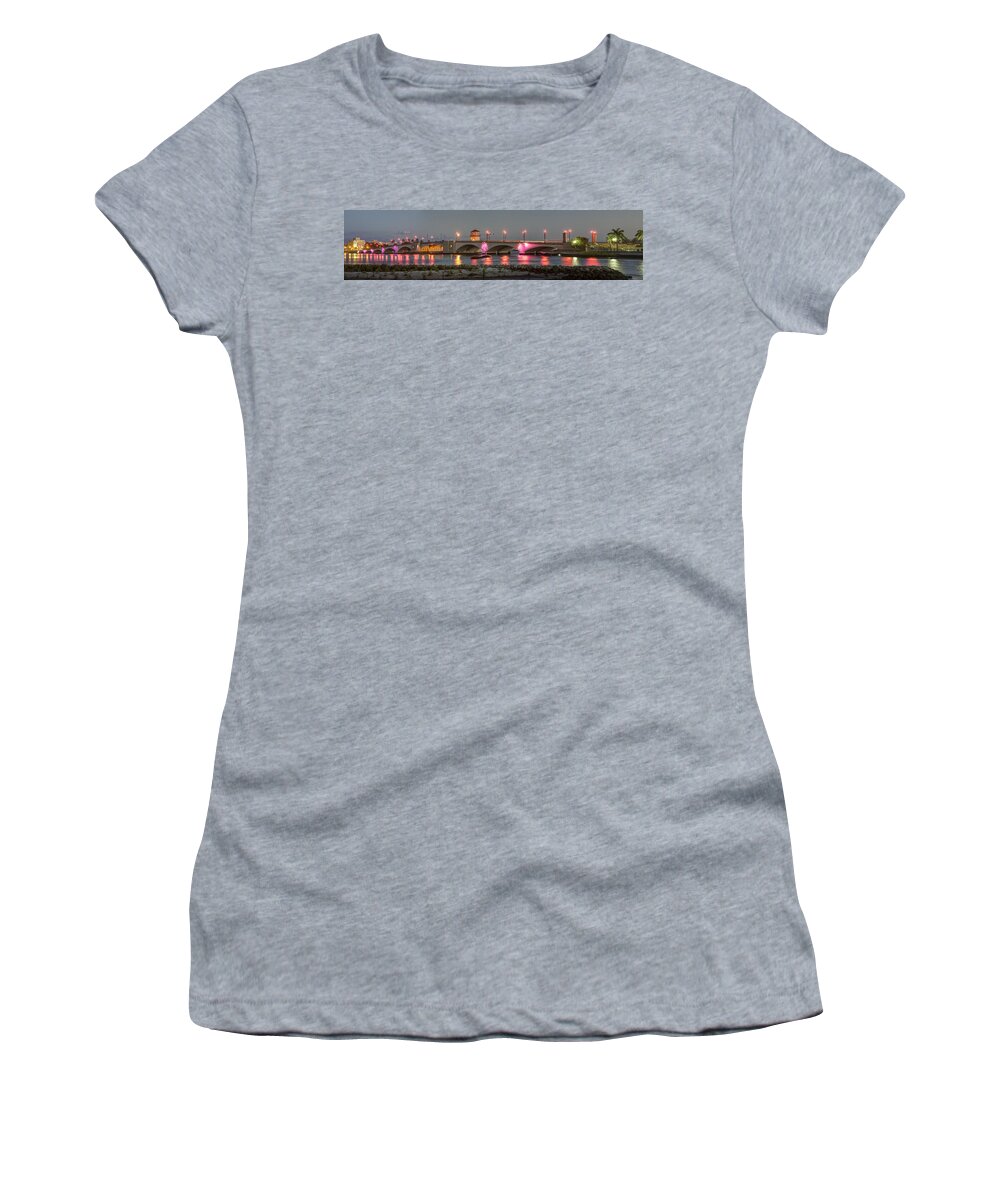 Flagler Women's T-Shirt featuring the photograph Flagler Bridge in Pink by Debra and Dave Vanderlaan