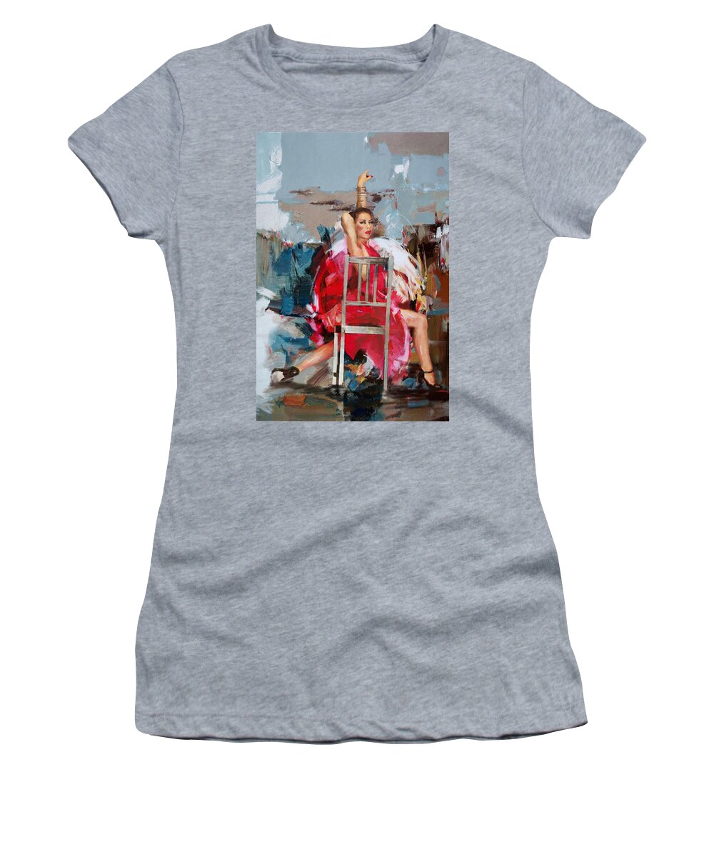 Jazz Women's T-Shirt featuring the painting Flamenco 38 by Maryam Mughal