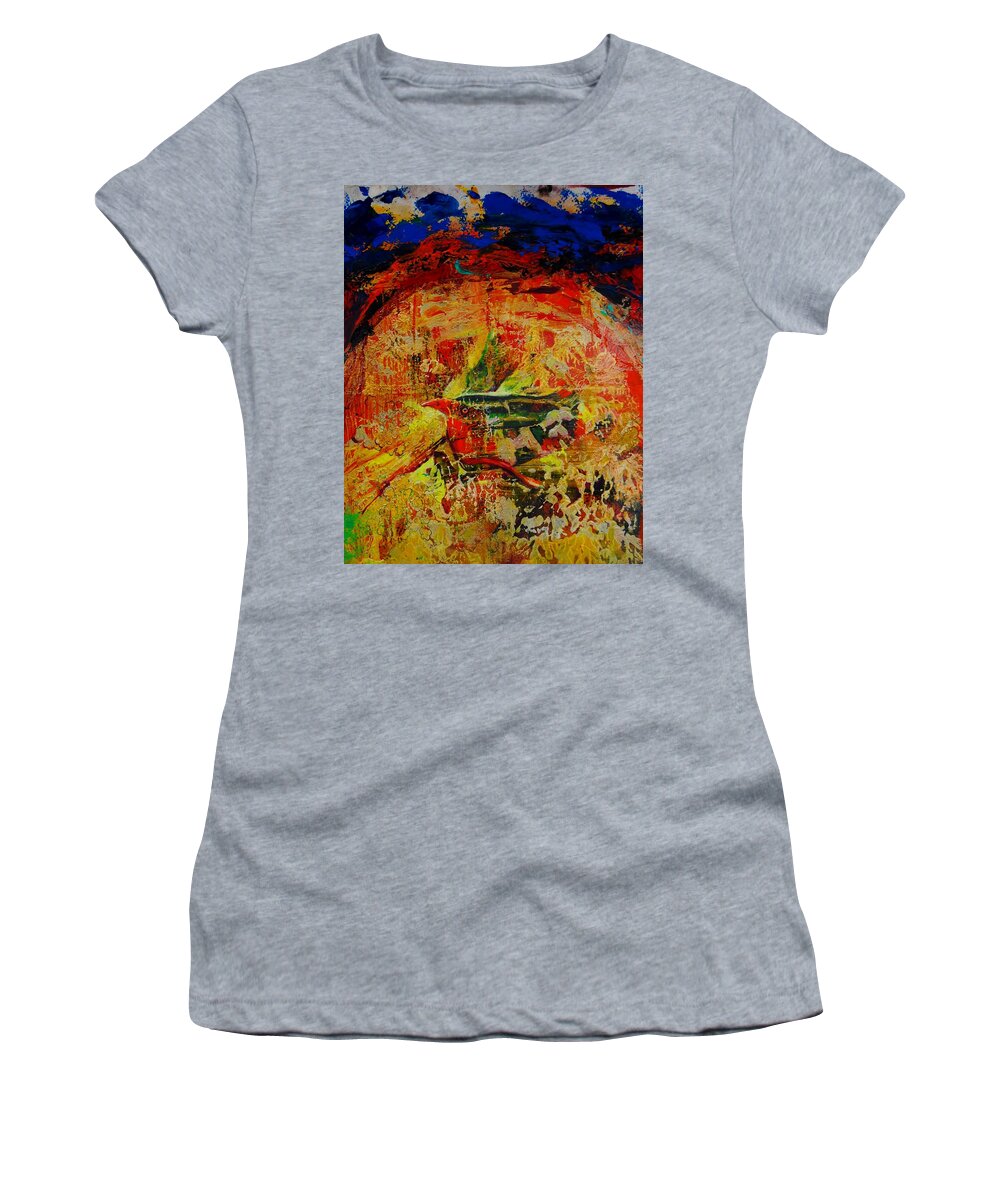 Small Bird Women's T-Shirt featuring the painting Free Bird by Jean Cormier
