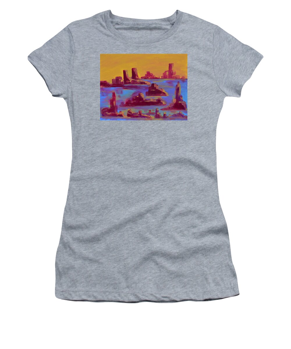 Canyon Women's T-Shirt featuring the painting Flooded Canyon by Donna Blackhall