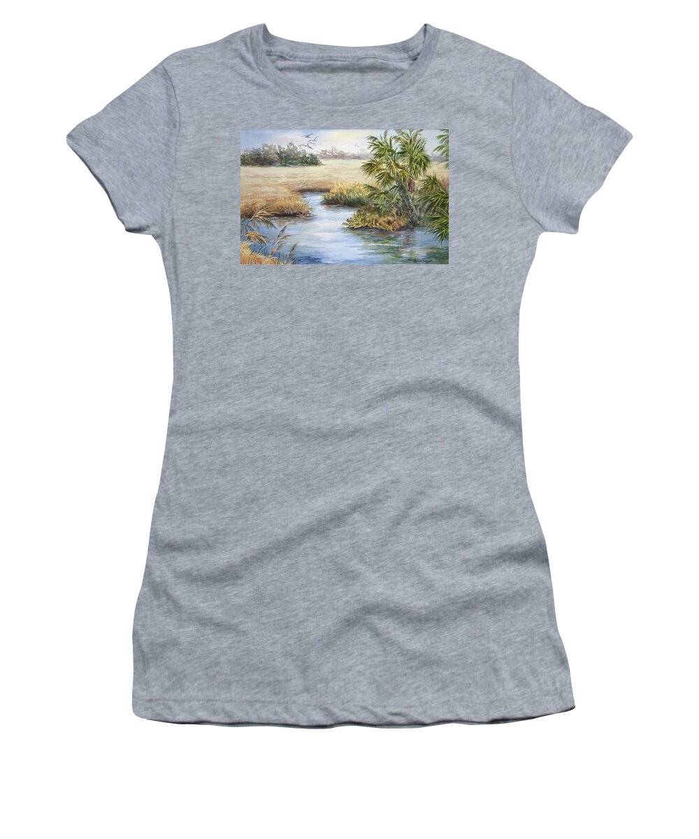Florida Women's T-Shirt featuring the painting Florida Wilderness III by Roxanne Tobaison