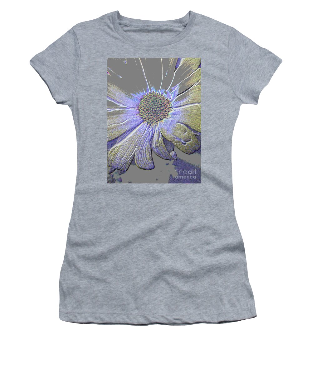 Flower Women's T-Shirt featuring the digital art Purple and Grey Queen. Flower by Oksana Semenchenko
