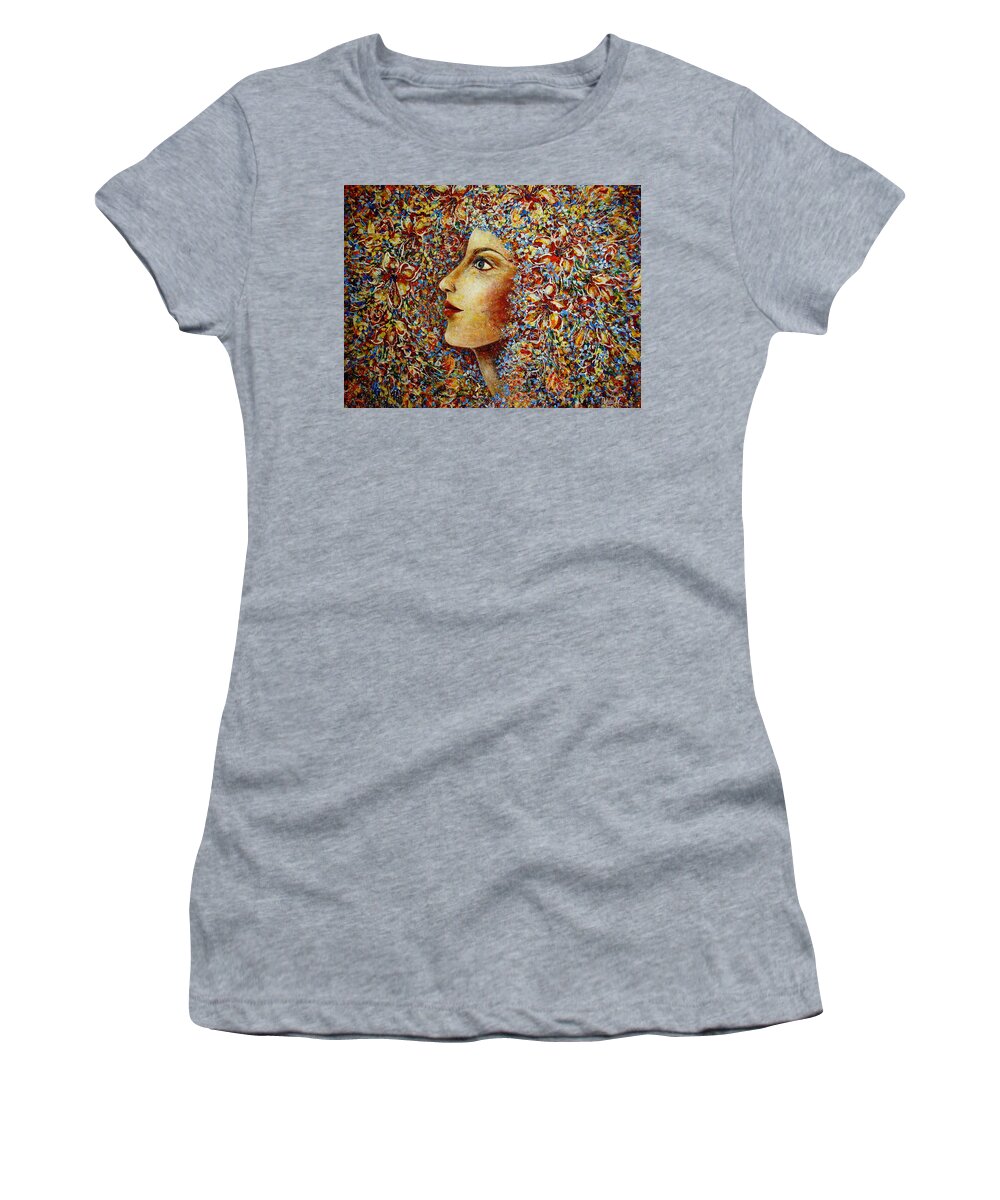 Flower Goddess Women's T-Shirt featuring the painting Flower Goddess. by Natalie Holland