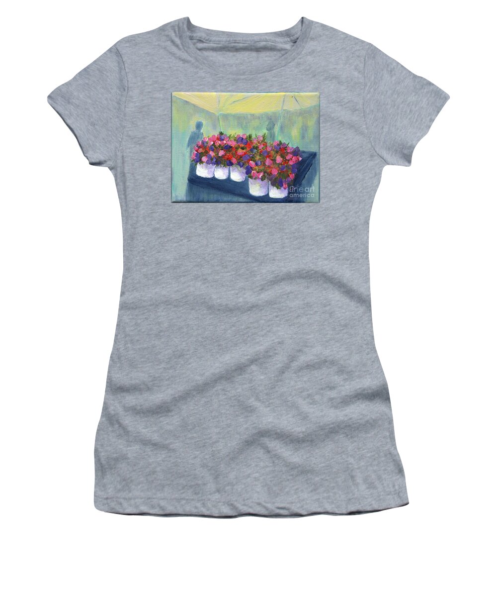 Flowers Women's T-Shirt featuring the painting Flower Market by Claire Bull