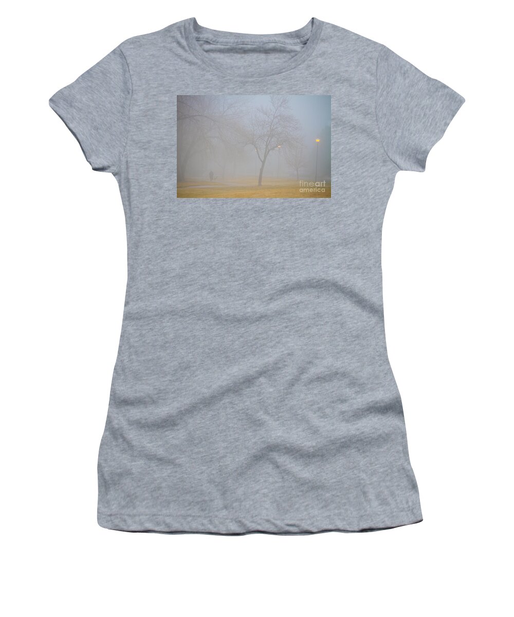 Fog Women's T-Shirt featuring the photograph Foggy Park Morning by James BO Insogna