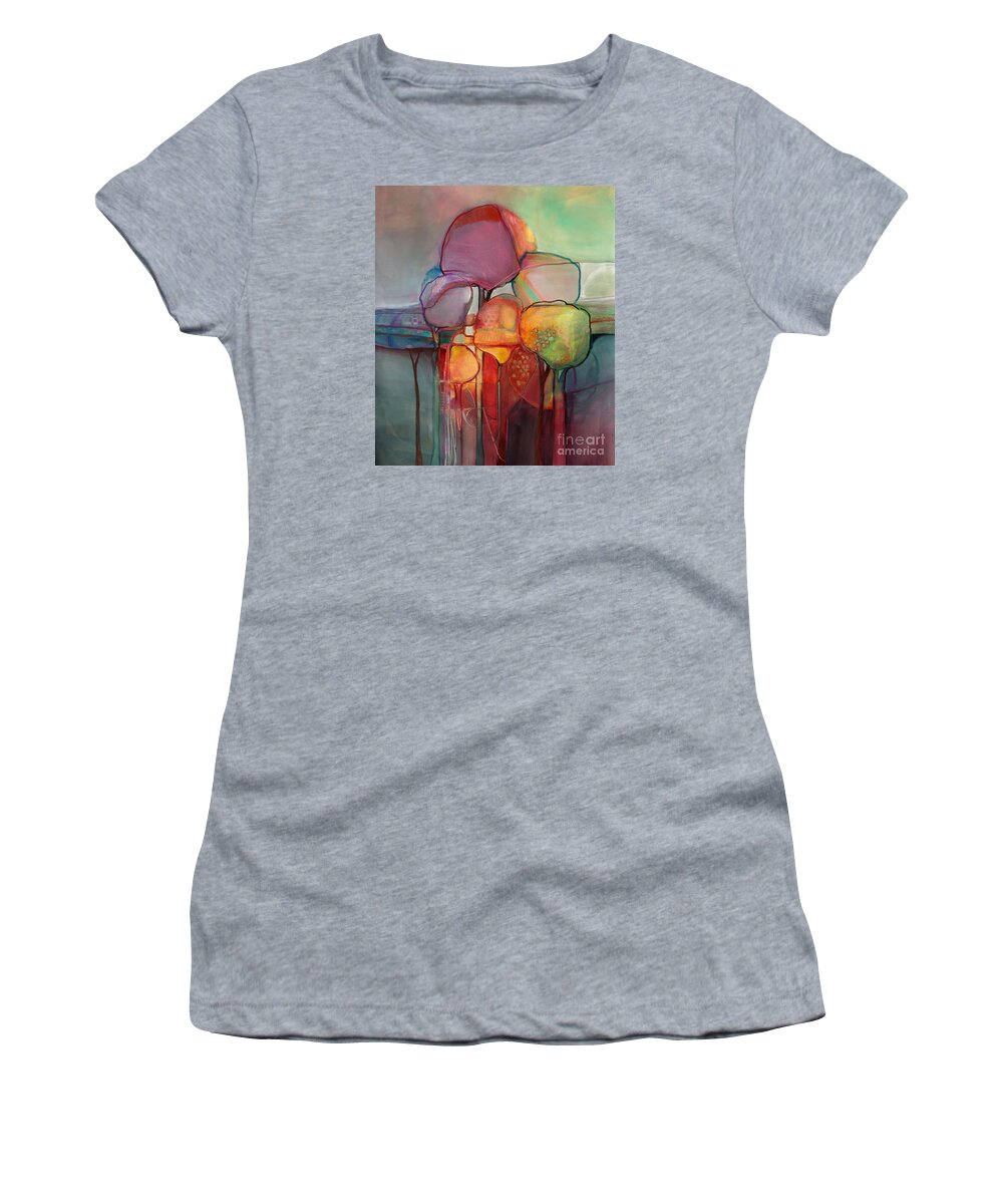 Trees Women's T-Shirt featuring the painting Forest Through The Trees by Michelle Abrams