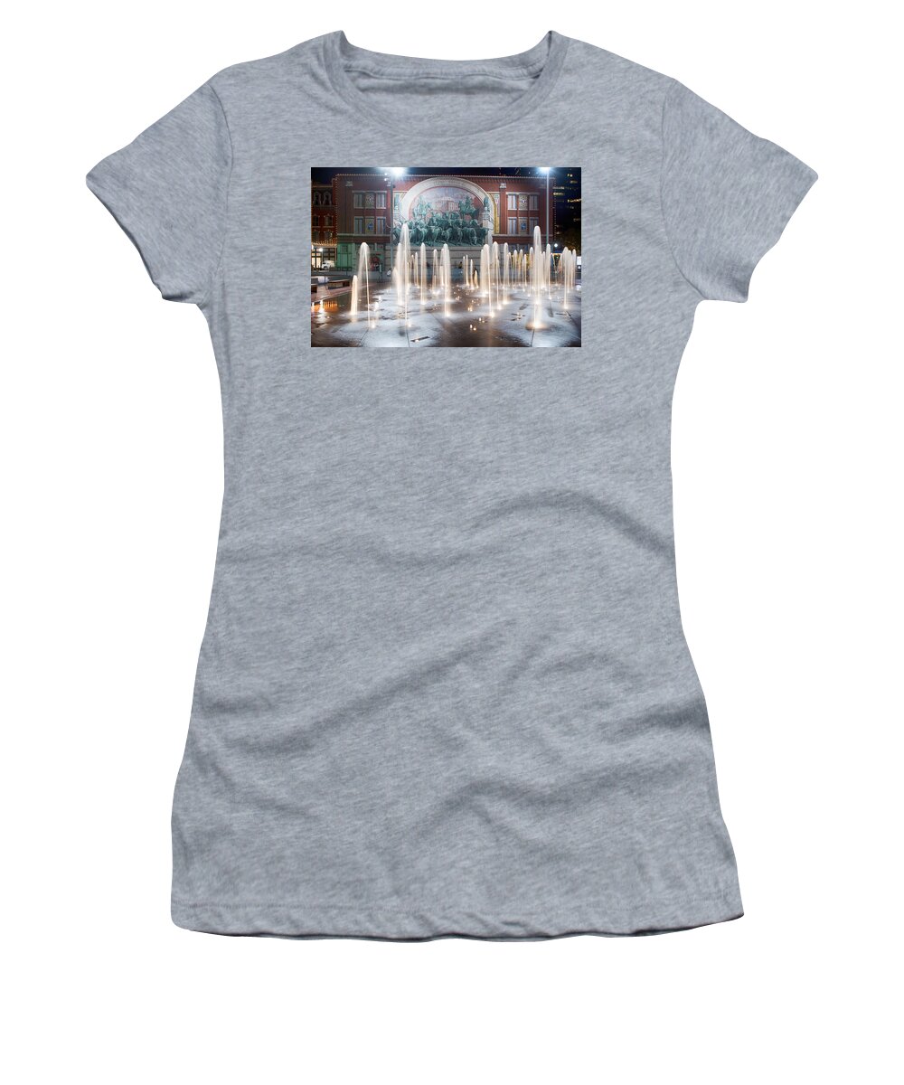 Sundance Square Fort Worth Women's T-Shirt featuring the photograph Fort Worth Sundance Square Aug 2014 by Rospotte Photography
