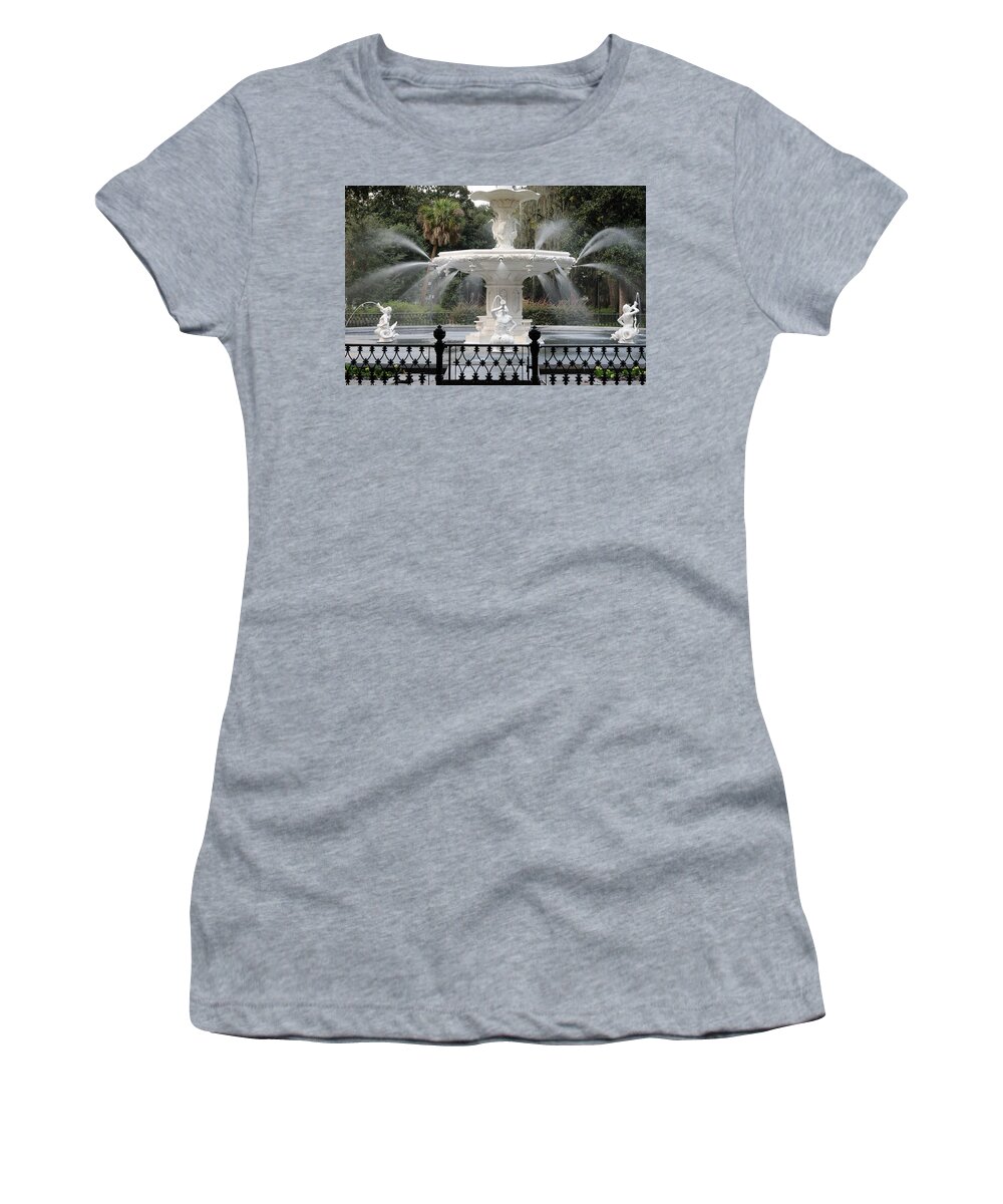 Fountain Women's T-Shirt featuring the photograph Fountain at Forsyth Park Savannah by Bradford Martin