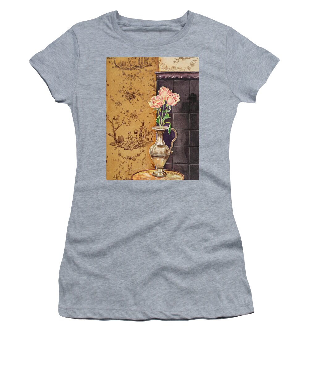 Roses Women's T-Shirt featuring the painting French Roses by Irina Sztukowski