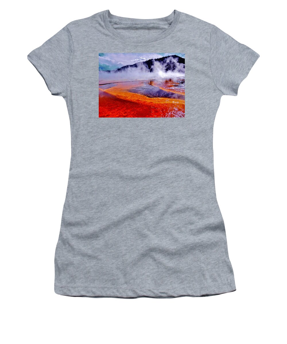 Yellowstone Women's T-Shirt featuring the photograph Fresh Steam by Benjamin Yeager