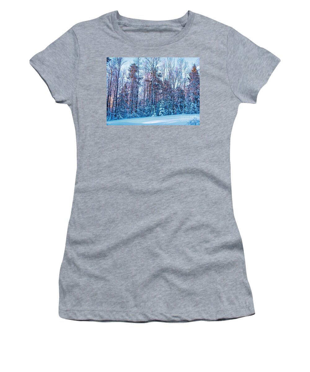 Maine Photos Women's T-Shirt featuring the photograph Frozen Winter by Alana Ranney
