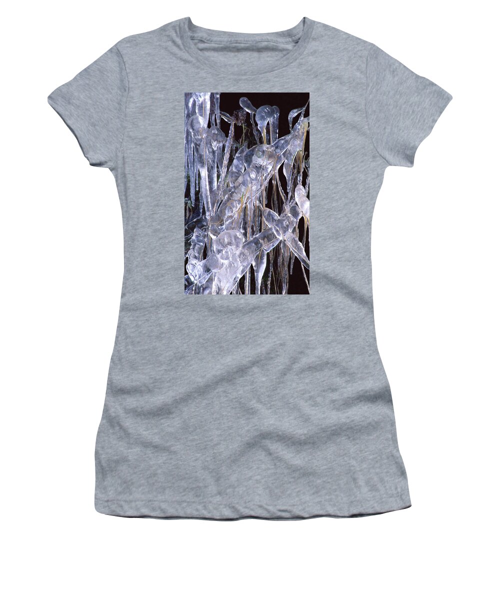 Ice Women's T-Shirt featuring the photograph Frozen Beauty by Ginny Barklow