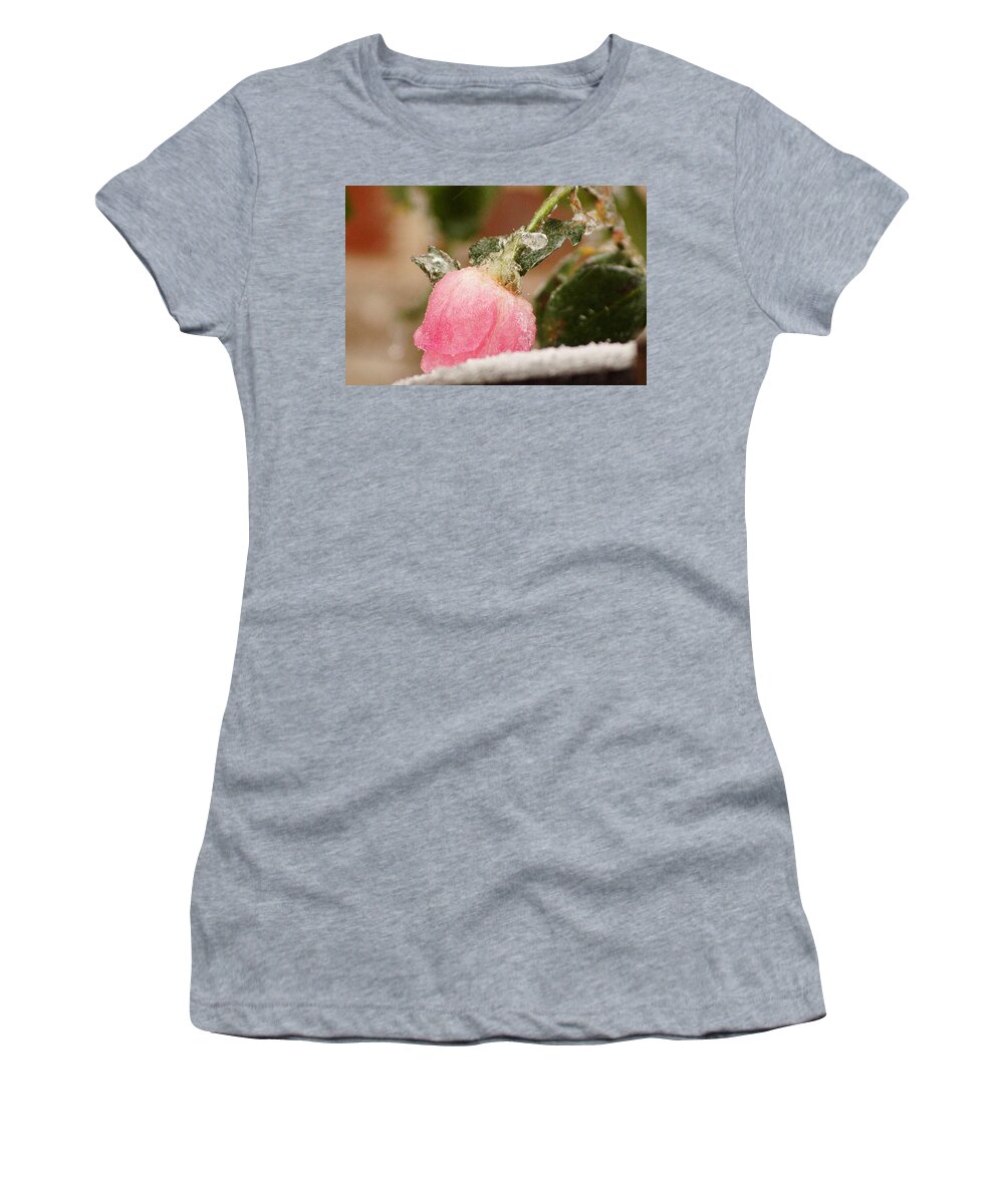 Rose Women's T-Shirt featuring the photograph Frozen in time by Kathy Churchman