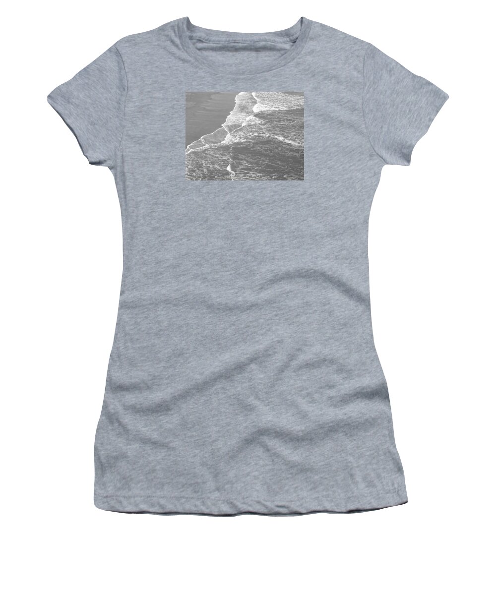 Coast Women's T-Shirt featuring the photograph Galveston Tide in Grayscale by Connie Fox