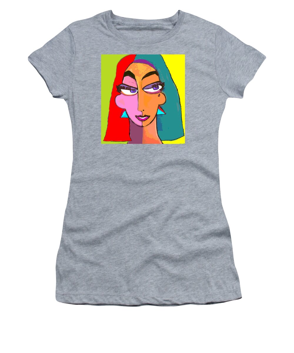 Picasso Face Women's T-Shirt featuring the digital art Geo Janus Woman by Pamela Smale Williams