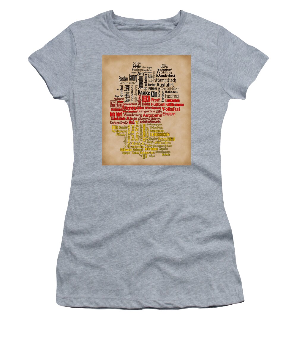 Germany Women's T-Shirt featuring the digital art Germany Map by Shirley Radabaugh