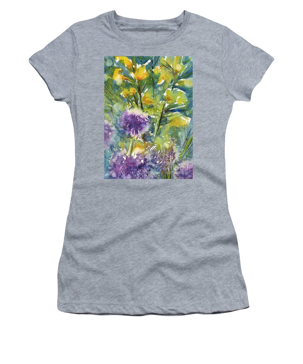 Flower Women's T-Shirt featuring the painting Globes and Rockets by Judith Levins