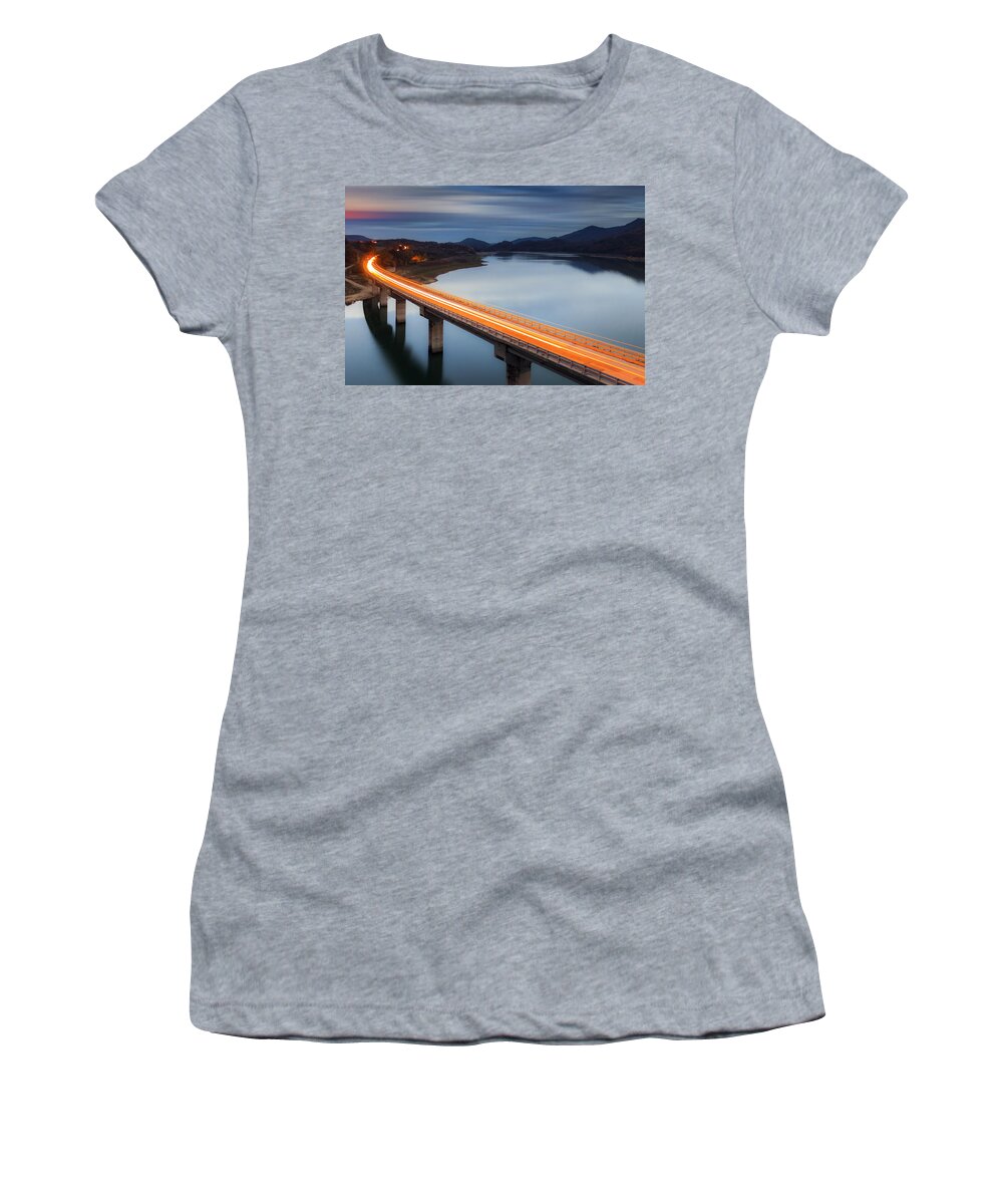 Bulgaria Women's T-Shirt featuring the photograph Glowing Bridge by Evgeni Dinev