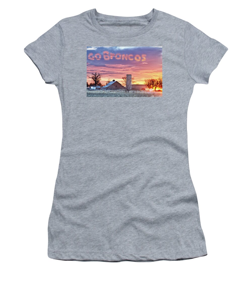Broncos Women's T-Shirt featuring the photograph Go Broncos Colorado Country by James BO Insogna