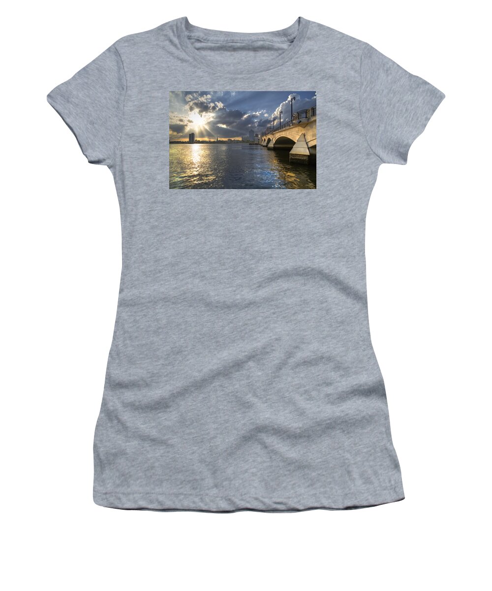 Clouds Women's T-Shirt featuring the photograph God's Light Over West Palm Beach by Debra and Dave Vanderlaan