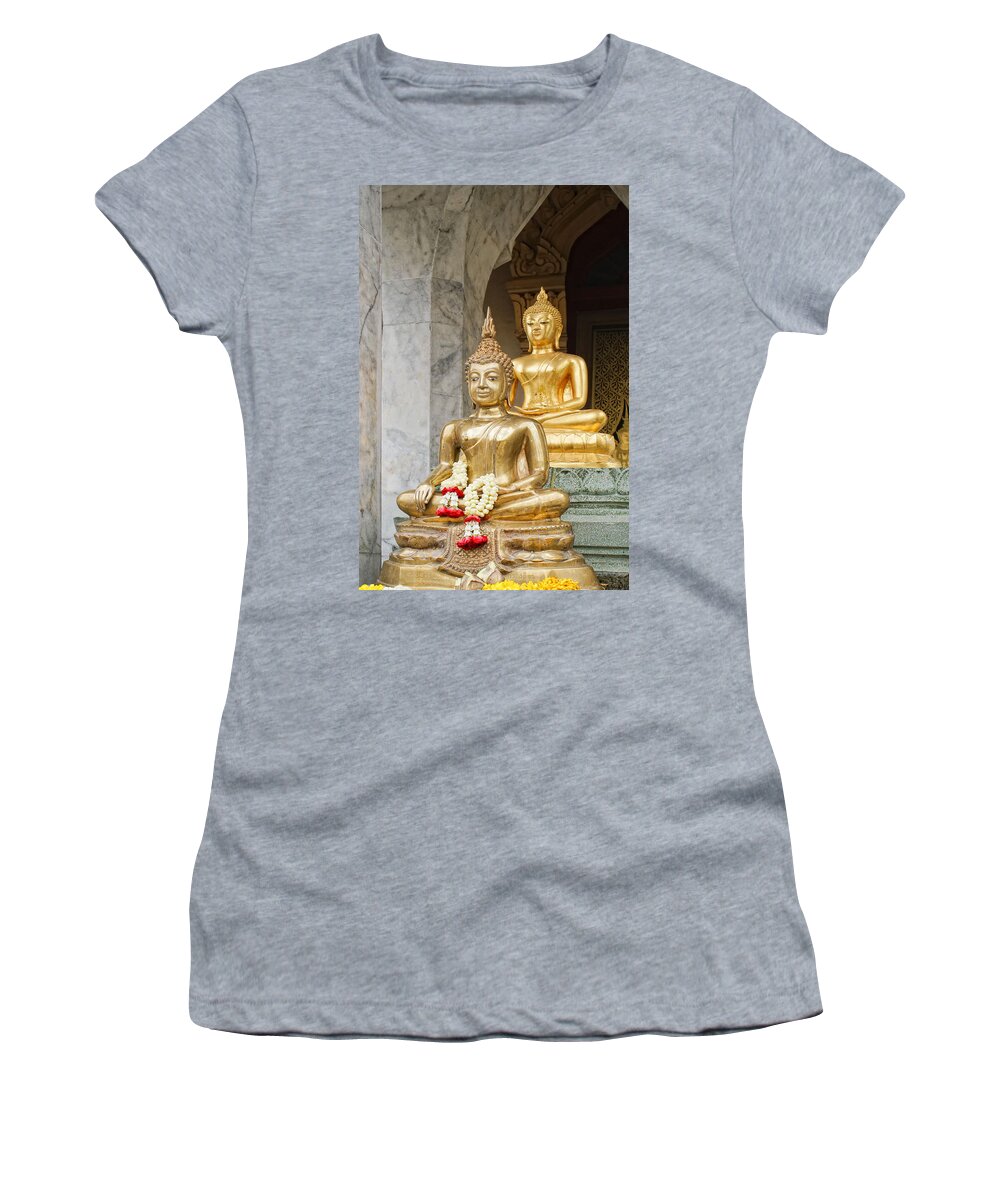 Bangkok Women's T-Shirt featuring the digital art Golden Buddha by Carol Ailles