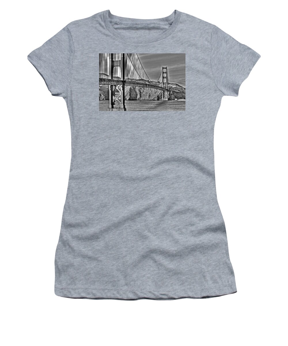 Golden Gate Bridge Women's T-Shirt featuring the photograph Golden Gate Over the Bay 2 by SC Heffner