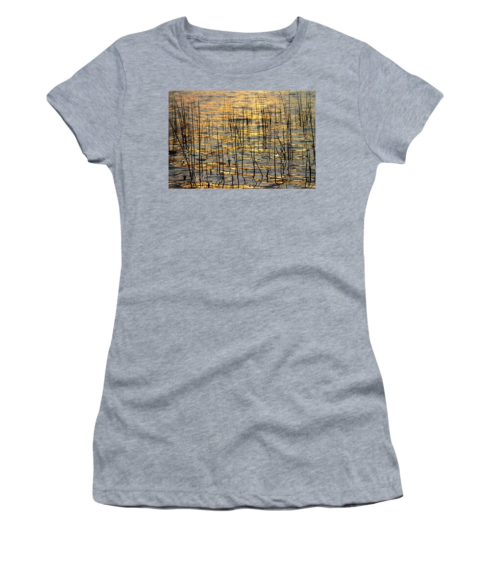 Golden Women's T-Shirt featuring the photograph Golden Lake Ripples by James BO Insogna