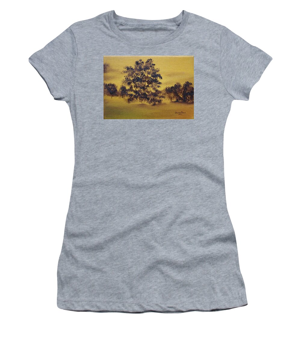 Landscape Women's T-Shirt featuring the painting Golden Landscape by Judith Rhue