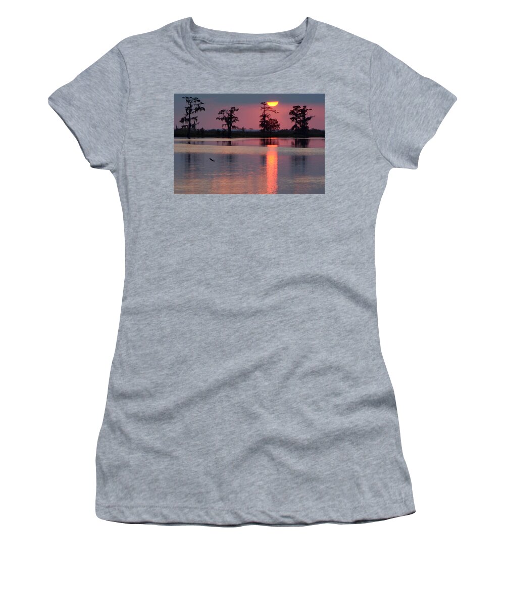 Sunset Women's T-Shirt featuring the photograph Gone Fishin by Charlotte Schafer