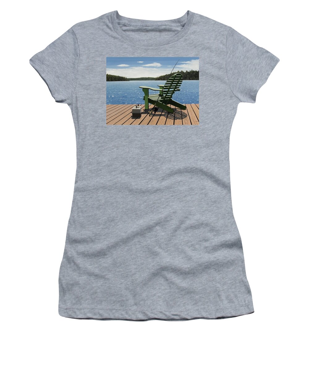 Landscapes Women's T-Shirt featuring the painting Gone Fishing by Kenneth M Kirsch